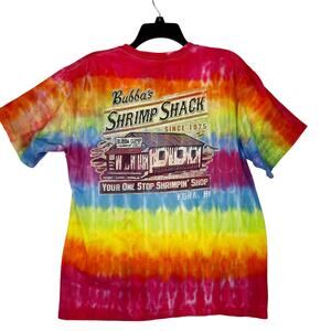 Vintage Upcycled Bubba's Shrimp Shack T-Shirt Kona Reverse Tie Dyed Rainbow XL